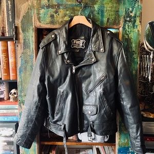 First  Mfg Genuine Leather Men’s Black Leather Jacket size 50